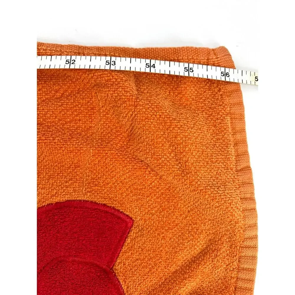 Vintage Beach Towel Orange with Applique Bucket and Shovel